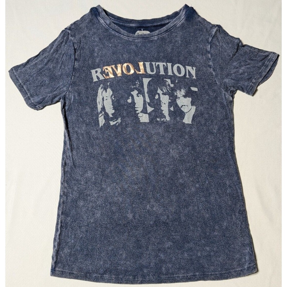 THE BEATLES REVOLUTION Juniors M (7-8) Blue Rayon Stretch Graphic T-Shirt NEW - Picture 9 of 12